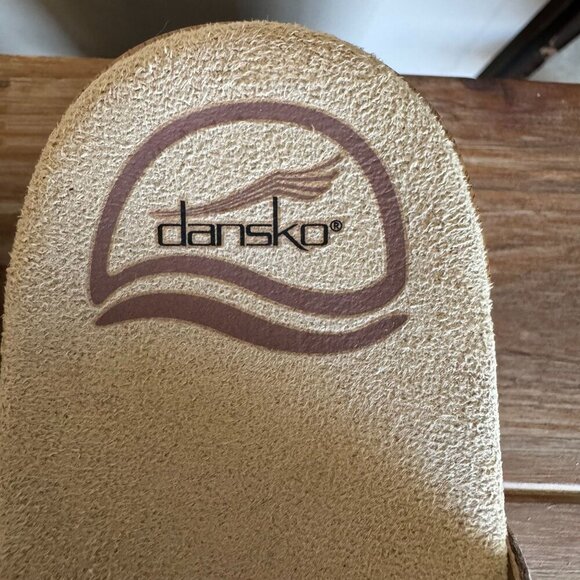 Dansko Sophie Leather Taupe Sand Dollar Double Adjustable Strap Open Toe Clog Si - Picture 13 of 14